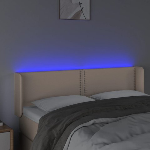 Zagłówek do łóżka z LED, cappuccino, 147x16x78/88 cm, ekoskóra