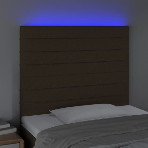 Zagłówek do łóżka z LED ciemnobrązowy 80x5x118/128 cm tkanina