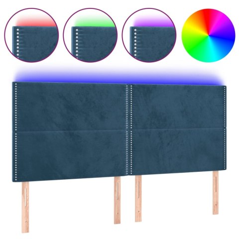 Zagłówek do łóżka z LED, ciemnoniebieski, 160x5x118/128 cm