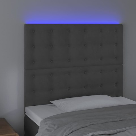 Zagłówek do łóżka z LED, ciemnoszary, 100x5x118/128 cm, aksamit