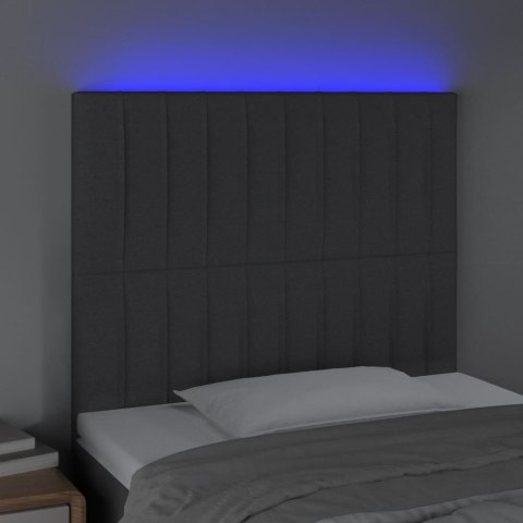 Zagłówek do łóżka z LED, ciemnoszary, 100x5x118/128 cm, tkanina