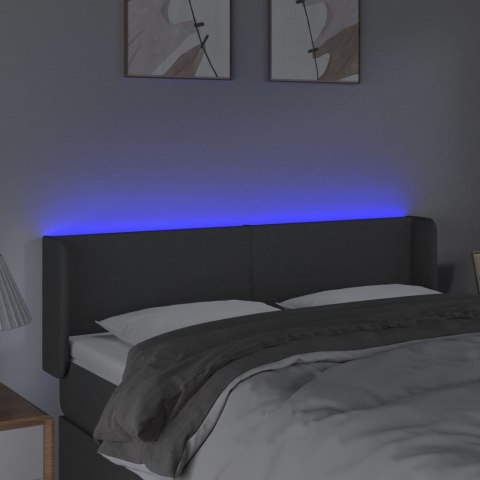 Zagłówek do łóżka z LED, ciemnoszary, 147x16x78/88 cm, tkanina