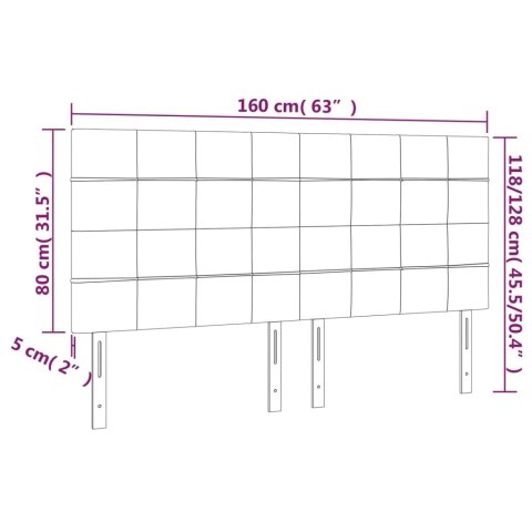 Zagłówek do łóżka z LED, ciemnoszary, 160x5x118/128 cm, tkanina