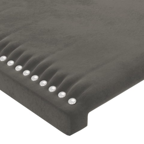 Zagłówek do łóżka z LED, ciemnoszary, 163x16x78/88 cm, aksamit