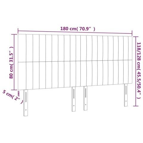 Zagłówek do łóżka z LED, ciemnoszary, 180x5x118/128 cm, aksamit