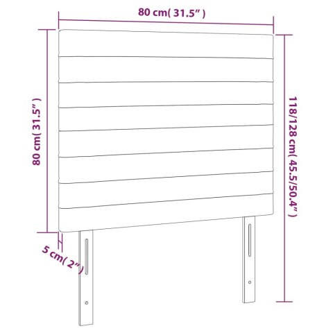 Zagłówek do łóżka z LED, ciemnoszary, 80x5x118/128 cm, aksamit