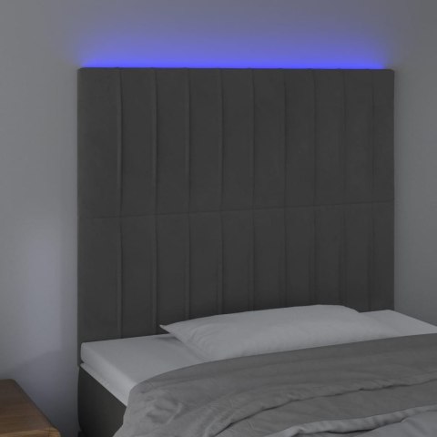Zagłówek do łóżka z LED, ciemnoszary, 80x5x118/128 cm, aksamit