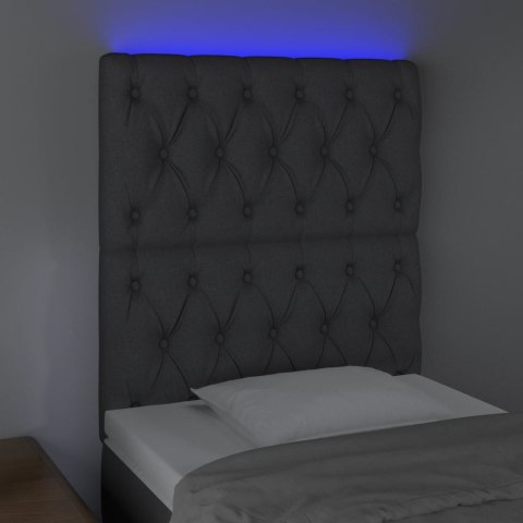 Zagłówek do łóżka z LED, ciemnoszary, 80x7x118/128 cm, tkanina