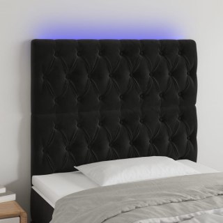 Zagłówek do łóżka z LED, czarny, 100x7x118/128 cm, aksamit