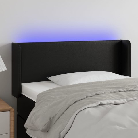 Zagłówek do łóżka z LED, czarny, 103x16x78/88cm, sztuczna skóra