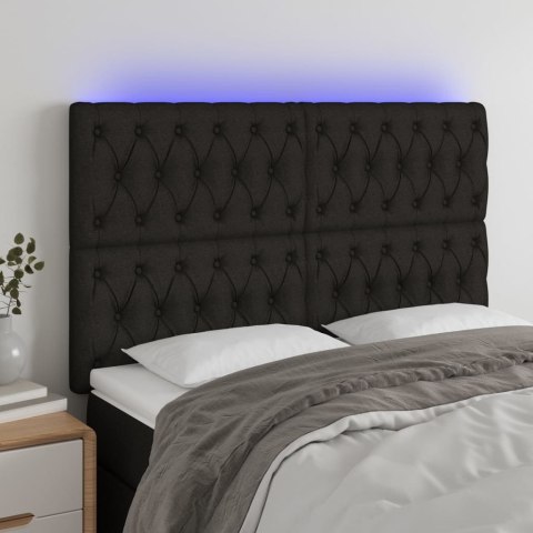 Zagłówek do łóżka z LED, czarny, 160x7x118/128 cm, tkanina