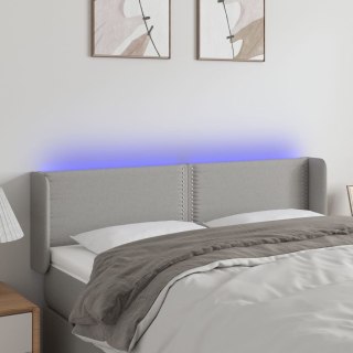 Zagłówek do łóżka z LED, jasnoszary, 147x16x78/88 cm, tkanina