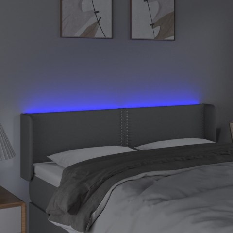 Zagłówek do łóżka z LED, jasnoszary, 147x16x78/88 cm, tkanina