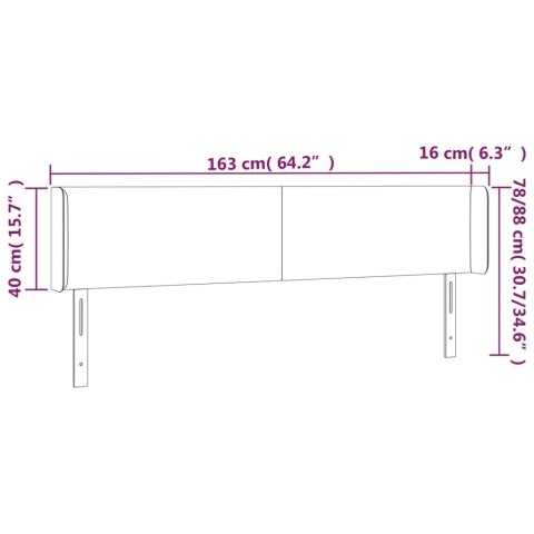 Zagłówek do łóżka z LED, jasnoszary, 163x16x78/88 cm, tkanina