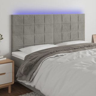 Zagłówek do łóżka z LED, jasnoszary, 180x5x118/128 cm, aksamit
