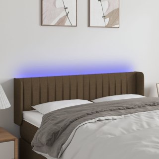 Zagłówek do łóżka z LED, ciemnobrązowy, 147x16x78/88cm, tkanina