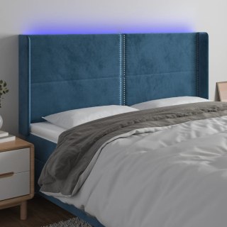 Zagłówek do łóżka z LED ciemnoniebieski, 163x16x118/128 cm