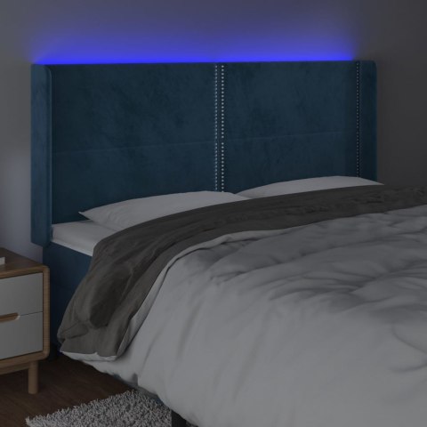 Zagłówek do łóżka z LED ciemnoniebieski, 183x16x118/128 cm