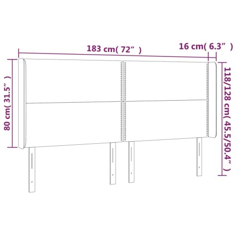 Zagłówek do łóżka z LED ciemnoniebieski, 183x16x118/128 cm