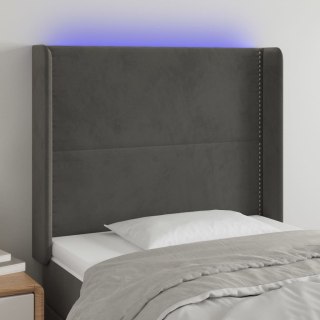 Zagłówek do łóżka z LED, ciemnoszary, 103x16x118/128cm, aksamit