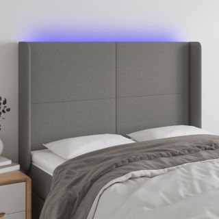 Zagłówek do łóżka z LED, ciemnoszary, 147x16x118/128cm, tkanina
