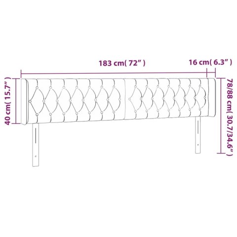 Zagłówek do łóżka z LED, ciemnoszary, 183x16x78/88 cm, tkanina