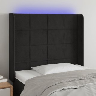 Zagłówek do łóżka z LED, czarny, 103x16x118/128 cm, aksamit