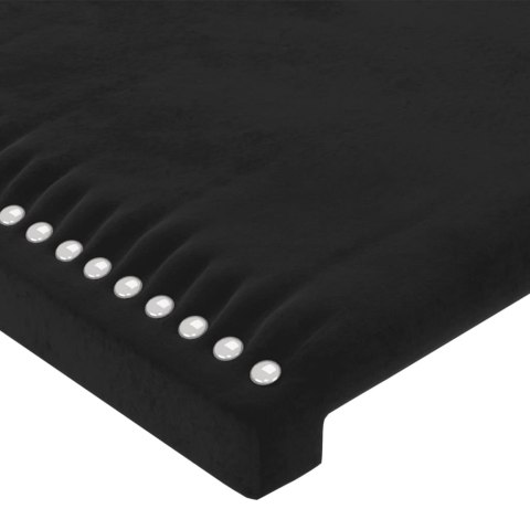 Zagłówek do łóżka z LED, czarny, 163x16x118/128 cm, aksamit