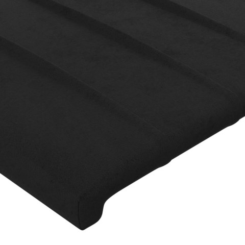 Zagłówek do łóżka z LED, czarny, 203x16x118/128 cm, aksamit