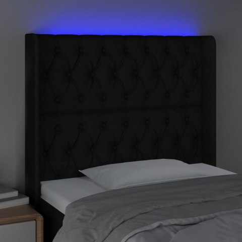 Zagłówek do łóżka z LED, czarny, 93x16x118/128 cm, tkanina