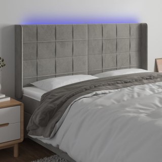 Zagłówek do łóżka z LED, jasnoszary, 183x16x118/128 cm, aksamit