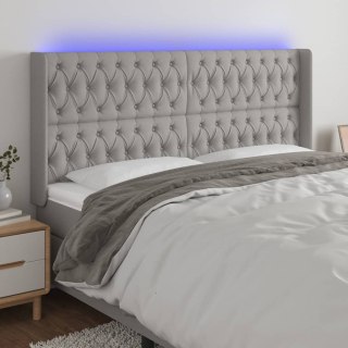 Zagłówek do łóżka z LED, jasnoszary, 203x16x118/128 cm, tkanina