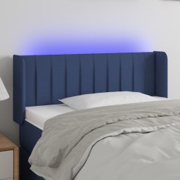 Zagłówek do łóżka z LED, niebieski, 83x16x78/88 cm, tkanina