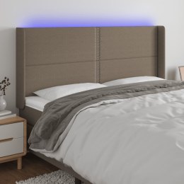 Zagłówek do łóżka z LED, taupe, 163x16x118/128 cm, tkanina