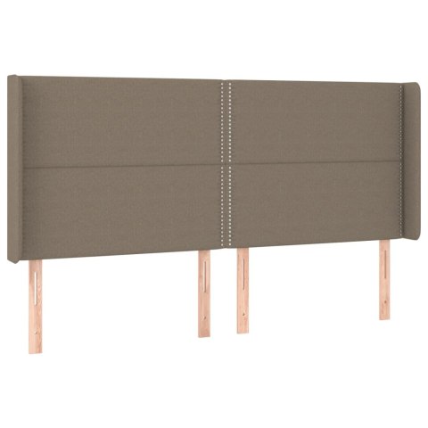 Zagłówek do łóżka z LED, taupe, 163x16x118/128 cm, tkanina