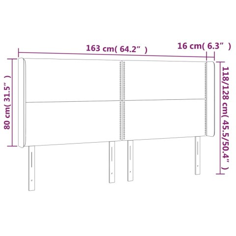 Zagłówek do łóżka z LED, taupe, 163x16x118/128 cm, tkanina