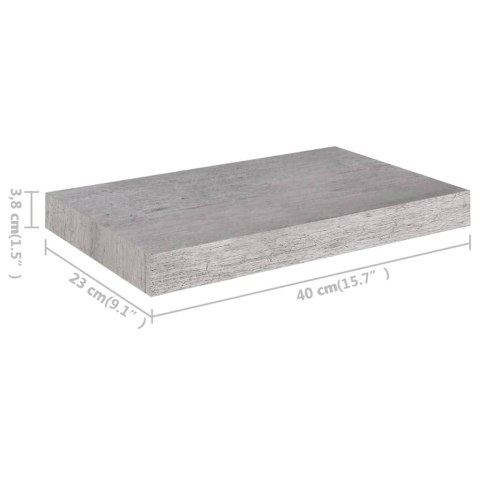 Półka ścienna, szarość betonu, 40 x 23 x 3,8 cm, MDF