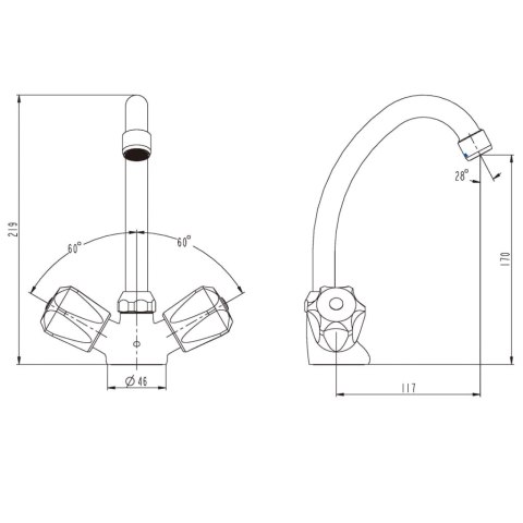 SCHÜTTE Bateria umywalkowa SAVINO z 2 kurkami, chromowa