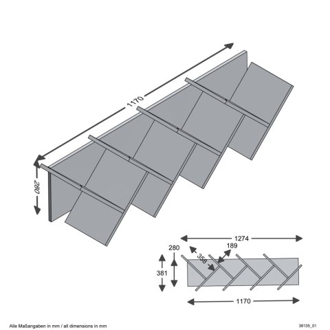 FMD Wisząca, geometryczna półka na książki, biała