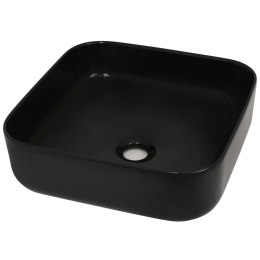 Ceramiczna umywalka kwadratowa, 38 x 38 x 13,5 cm, czarna