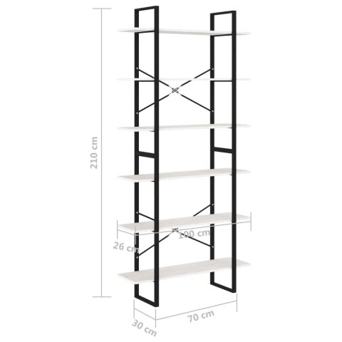 Wysoki regał, biały, 100x30x210 cm, lite drewno sosnowe