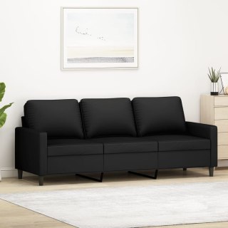 Sofa 3-osobowa, czarny, 180 cm, tapicerowana aksamitem