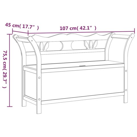 Ławka, szara, 107x45x75,5 cm, lite drewno jodłowe