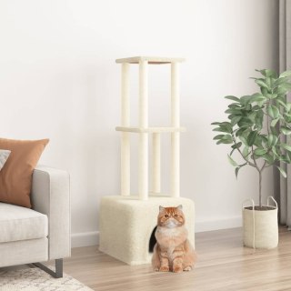 Drapak dla kota z sizalowymi słupkami, kremowy, 133,5 cm