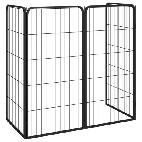 Kojec dla psa, 4 panele, czarny, 50x100 cm, stalowy