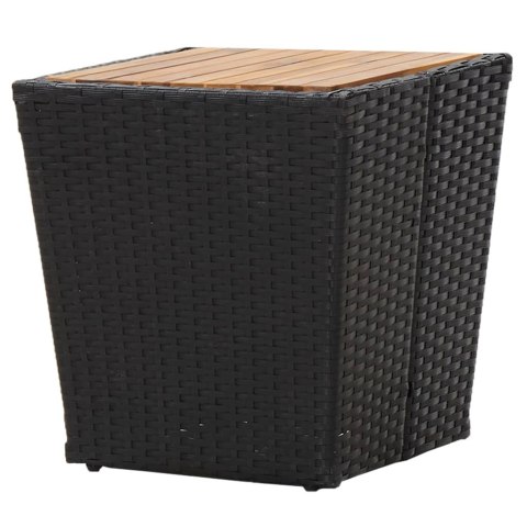 Stolik herbaciany, czarny, 41,5x41,5x43 cm, rattan PE i akacja