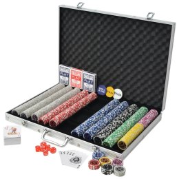 Zestaw do gry w pokera 1000 żetonów laserowych, aluminium