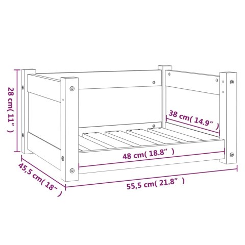 Legowisko dla psa, białe, 55,5x45,5x28 cm, lite drewno sosnowe