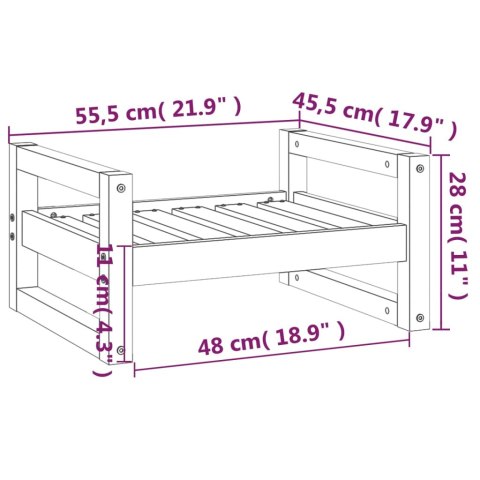 Legowisko dla psa, szare, 55,5x45,5x28 cm, lite drewno sosnowe