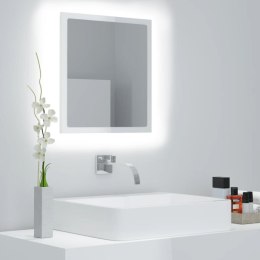 Lustro łazienkowe LED, wysoki połysk, białe, 40x8,5x37cm, akryl